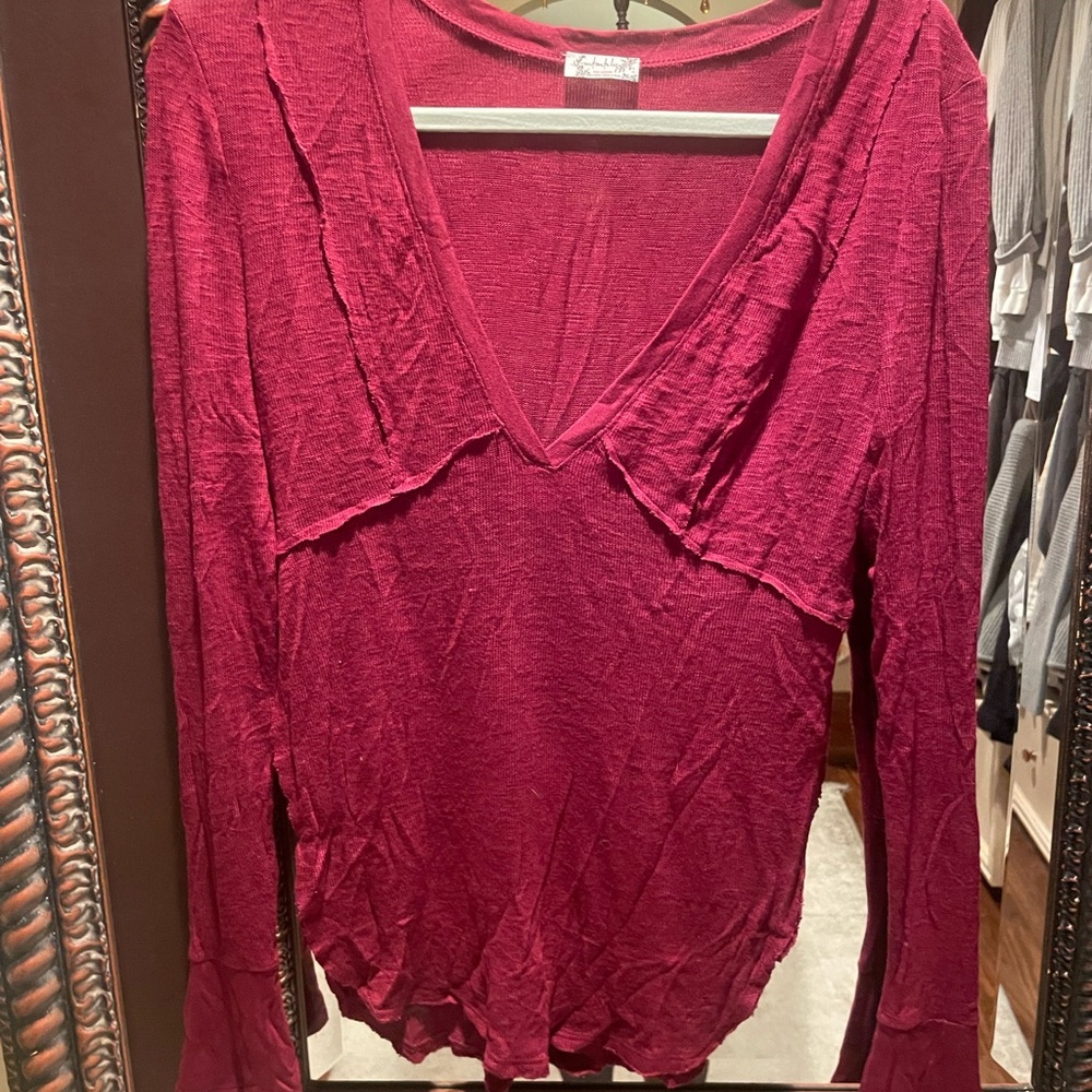 Free People Intimates Rich Red Wine color . So soft V-Neck lounge top.